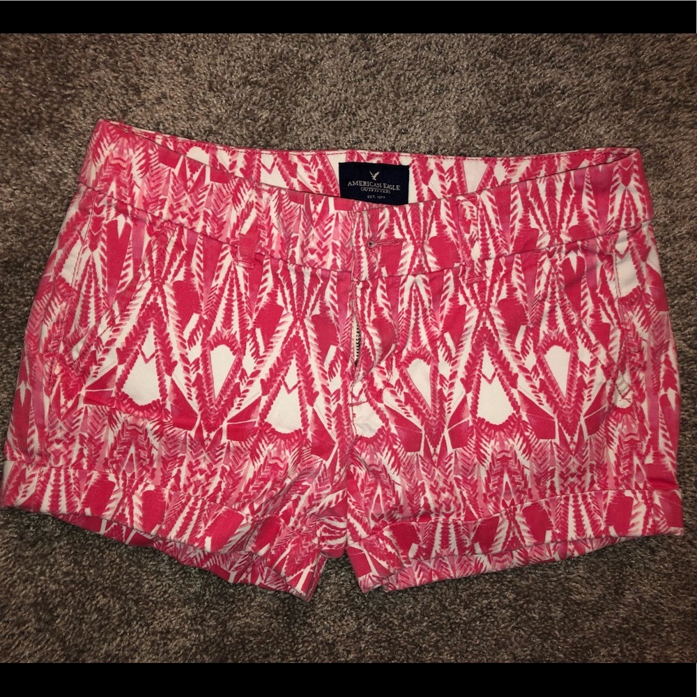 American Eagle midi rise stretch shorts